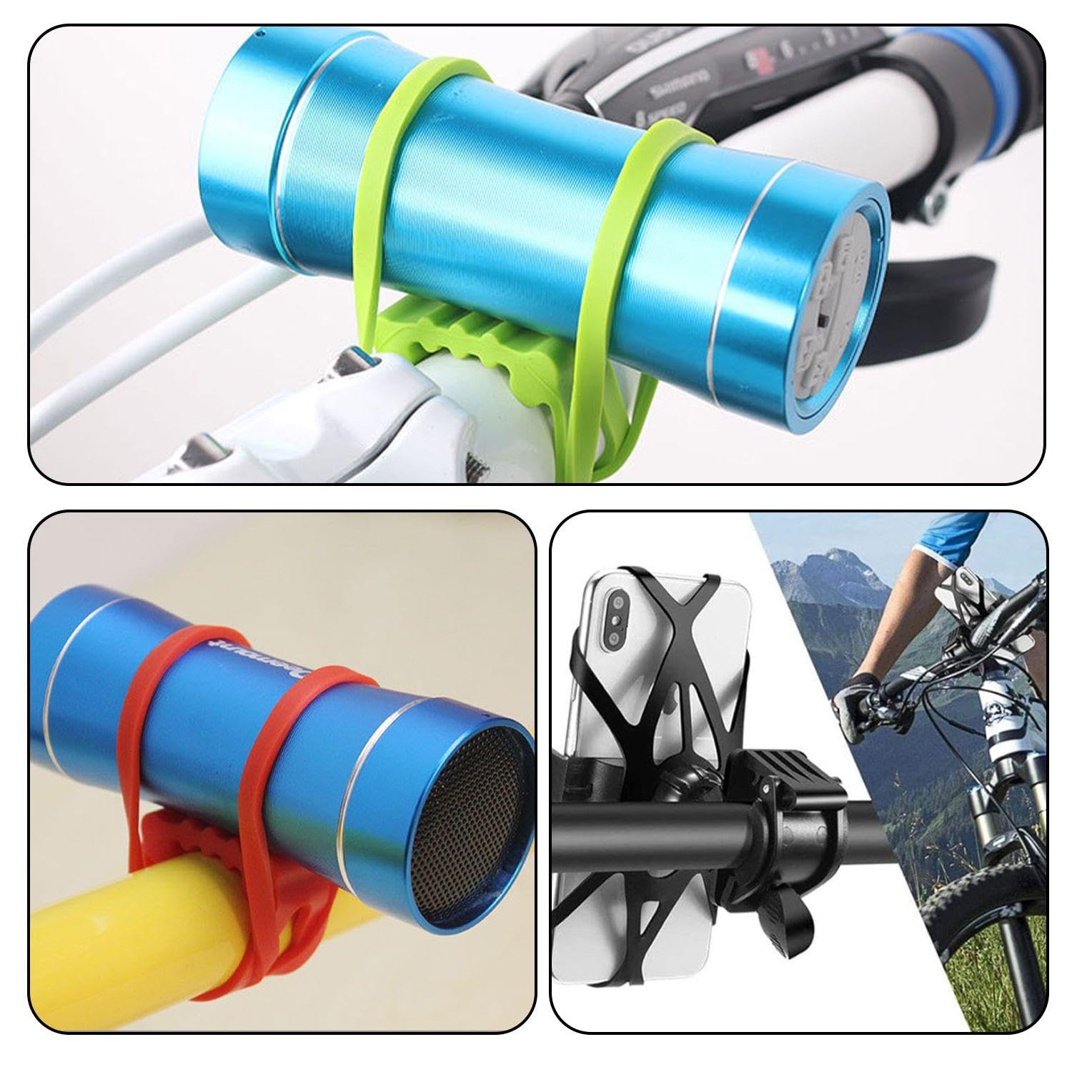 5 Bandas De Silicona para Bicicleta Y 3 Bandas De Silicona para Teléfono Móvil, Accesorios para Bicicleta, Herramientas De Soporte para Manillar, Bandas Fijas Elásticas Multifuncionales