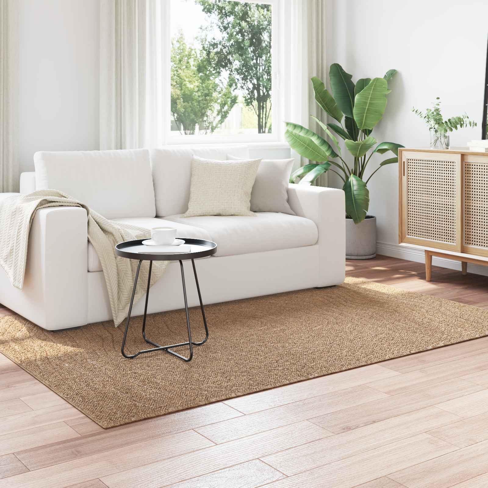 Alfombra de poliéster natural, 230 x 160 cm | Parte trasera antideslizante, lavable a máquina a 60 grados, con tratamiento antiruido, para interior y exterior