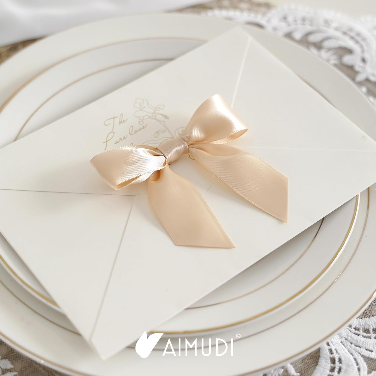 AIMUDI Champagne Bows for Gift Wrapping 3.5" Pre Tied Small Christmas Tree Bows Premade Twist Tie Bows for Treat Bags Small Bows for Crafts Wedding Holiday Decoration- 50 Counts - Image 6