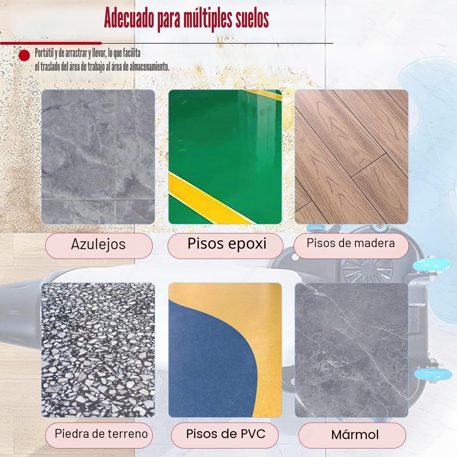 Pulidora y abrillantadora de pisos comercial con operador a pie de 43cm, cepillos dobles,almohadillas y impulsores dobles, estructura de limpieza de 360°,batería de litio recargable inalámbrica