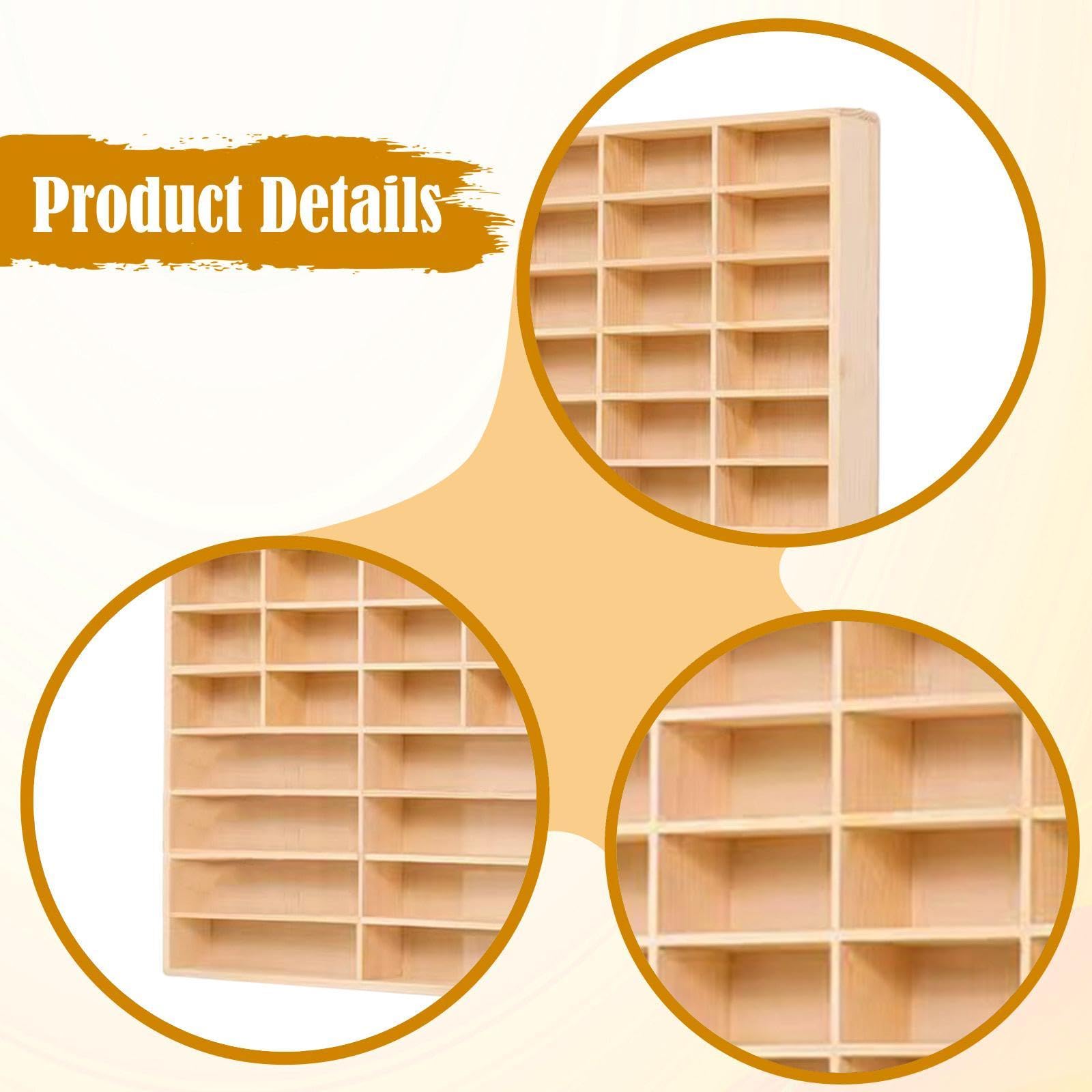 Holzregal für Modellautos mit Differenzierten Ablagen, Halterung für Actionfiguren, Miniatur Vitrinenschrank Zur Wandmontage, 58 cm X 47 cm X 4.9