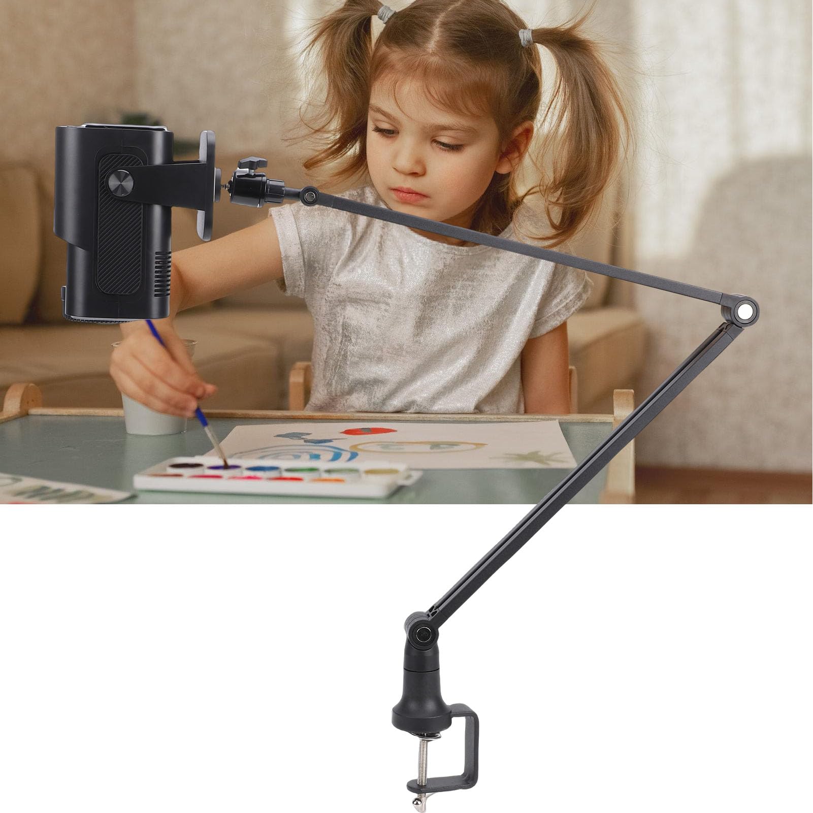 Fockety Zeichenprojektor, 1280 X 720 LED Kunstprojektor Zum Nachzeichnen, Tragbares Smart Art Sketcher Skizzierwerkzeug mit Klemmständer, Zeichenwerkzeug Smart Sketcher Craft Lovers Kids (EU-Stecker