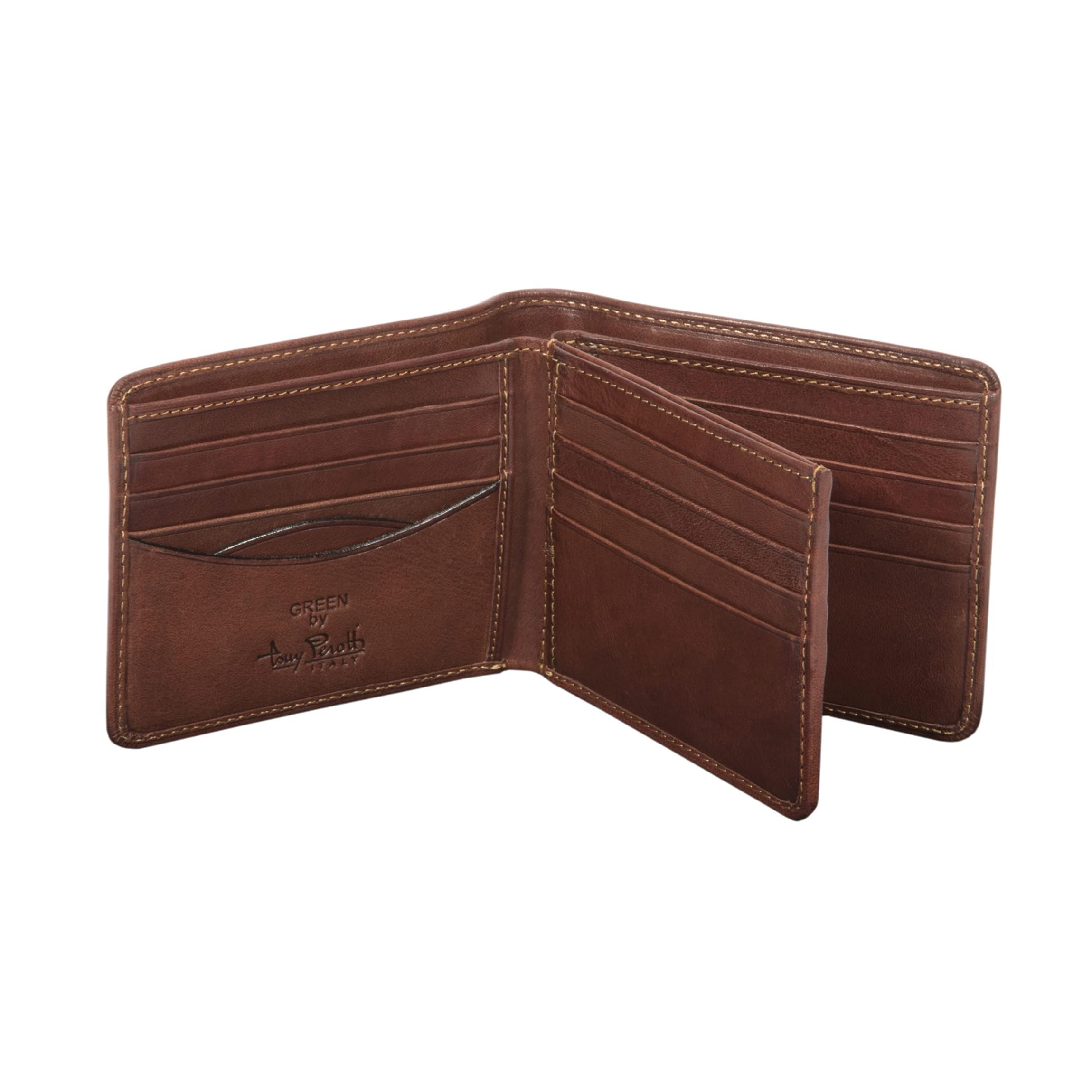 Men's Italian Leather Bifold Wallet With Card Holders, Pockets - Slim Leather Wallet for Men - Eco-Friendly Tanned Full Grain Leather Wallet Made in Italy