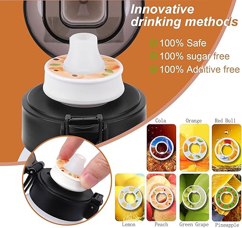 Miniatura 3 de Botella de agua de aire con 7 cápsulas de sabor, botella de agua deportiva de 1 litro, sin BPA, a prueba de fugas, juego de botella de bebida de 0