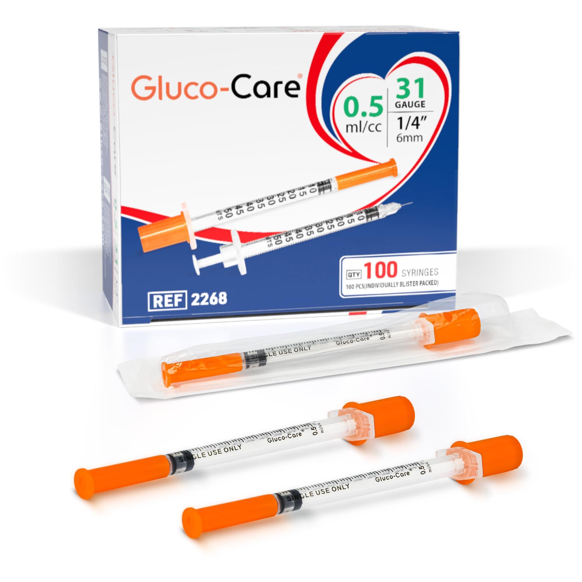 GLUCO-CARE 1ml /cc Syringes 31G x 5/16’’ (8mm), Orange Cap, Box of 50 pcs — Amazon image 10