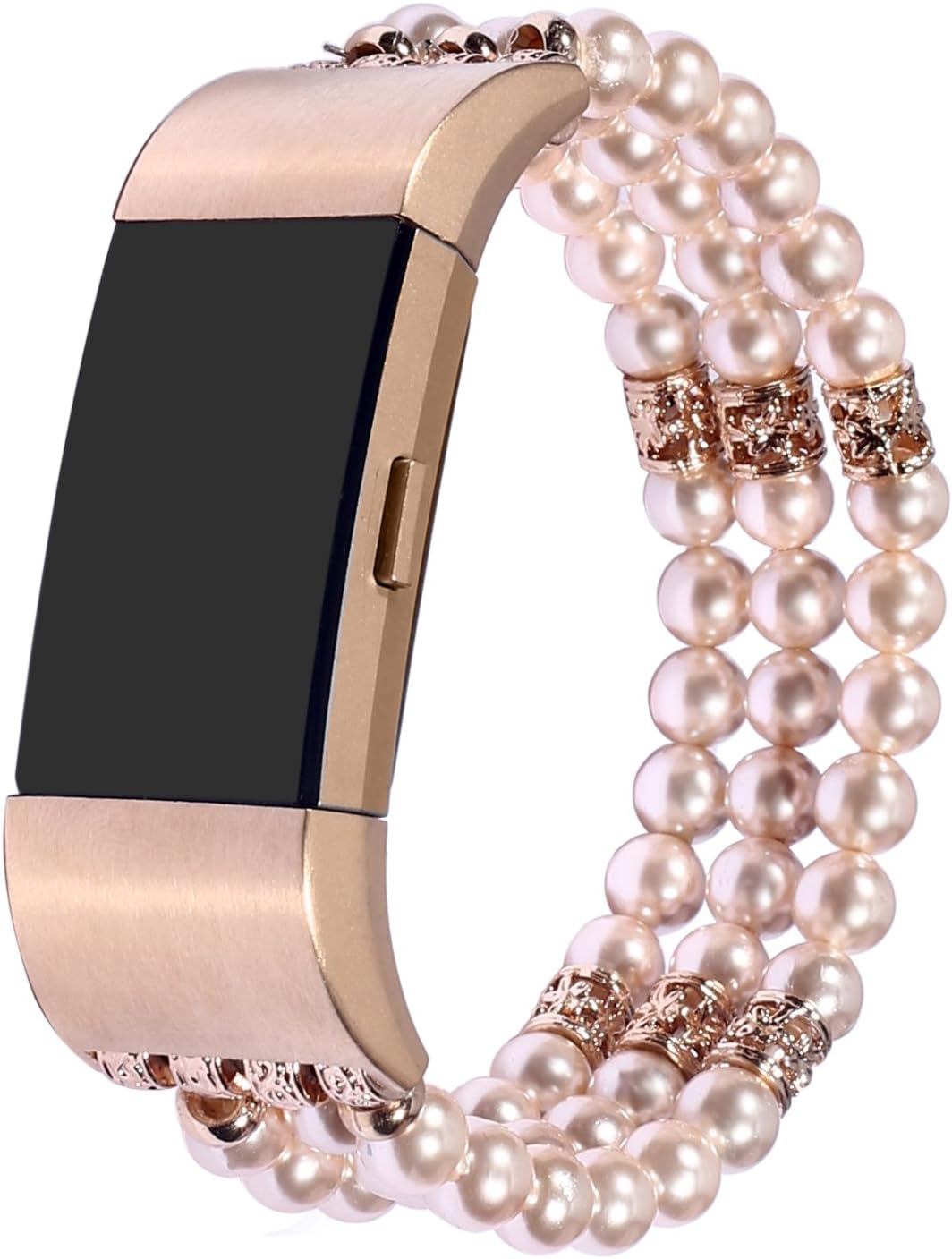 IMYMAX Replacement for Fitbit Charge 2 Bands Bracelets for Women Dressy Artificial Pearl Elastic Handmade Bracelet/Wrist Band for Fitbit Charge 2 Smart Watch (Pearl Pink)
