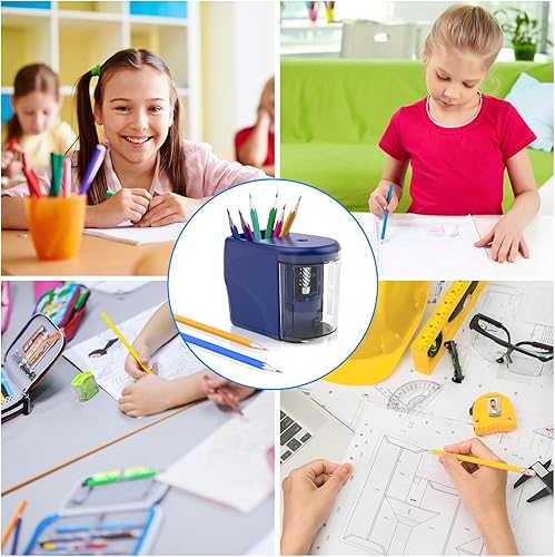 Miniatura 5 de Sacapuntas eléctrico de alta resistencia, sacapuntas helicoidales de hoja USBfunciona con pilas para lápices n. 2 (0.236-0.315 in) con parada