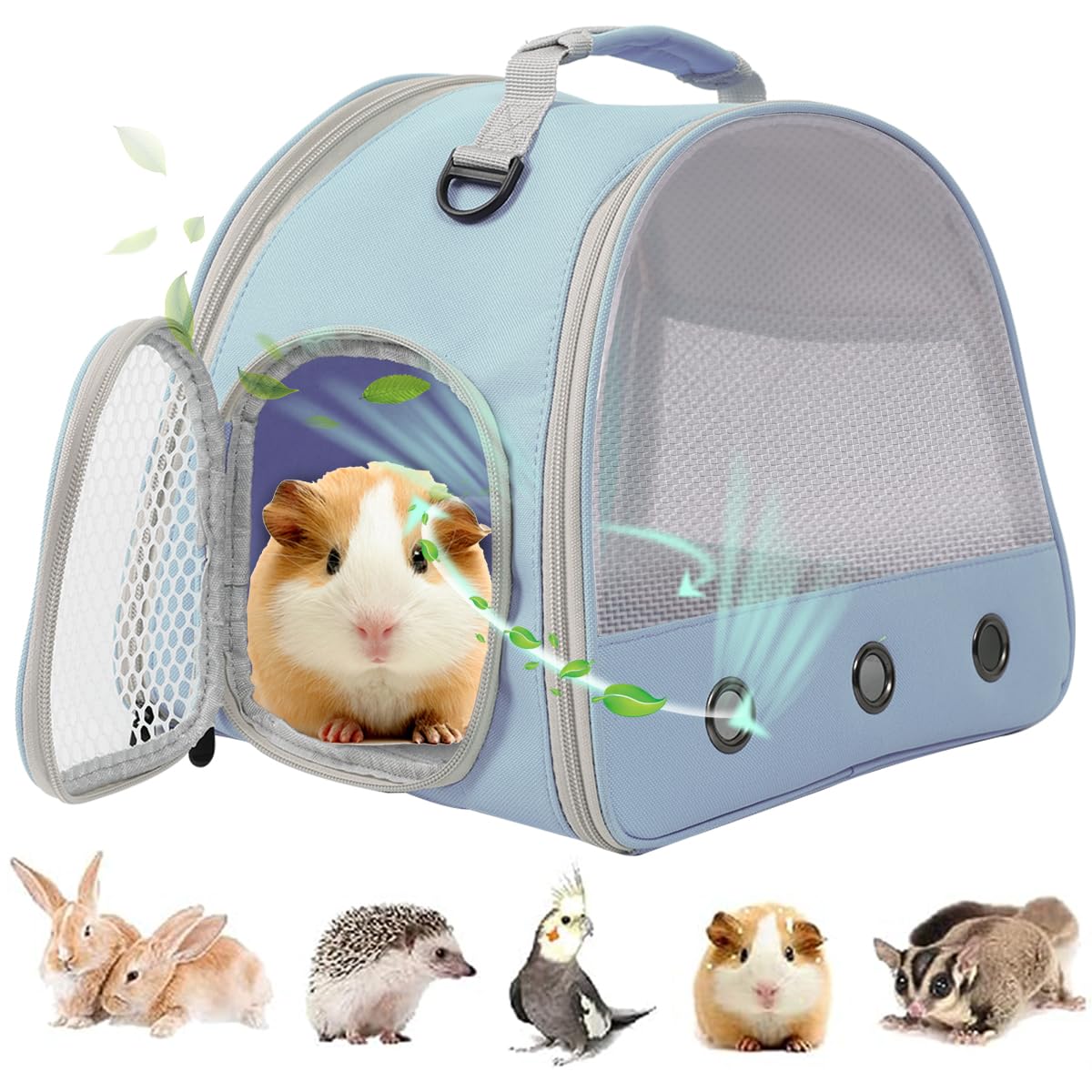 Breathable Small Animal Carrier Nylon Mesh for Front Window Guinea Pig Carrier Reptile Carrier for Travel Outdoor