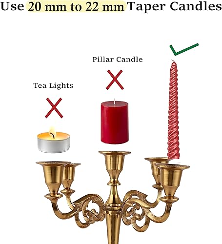 Vista 54 de Rely+ Candelabros de 5 brazos, decoración de interiores, cocina, mesa, velas, candelabros, centro de mesa (plateado)