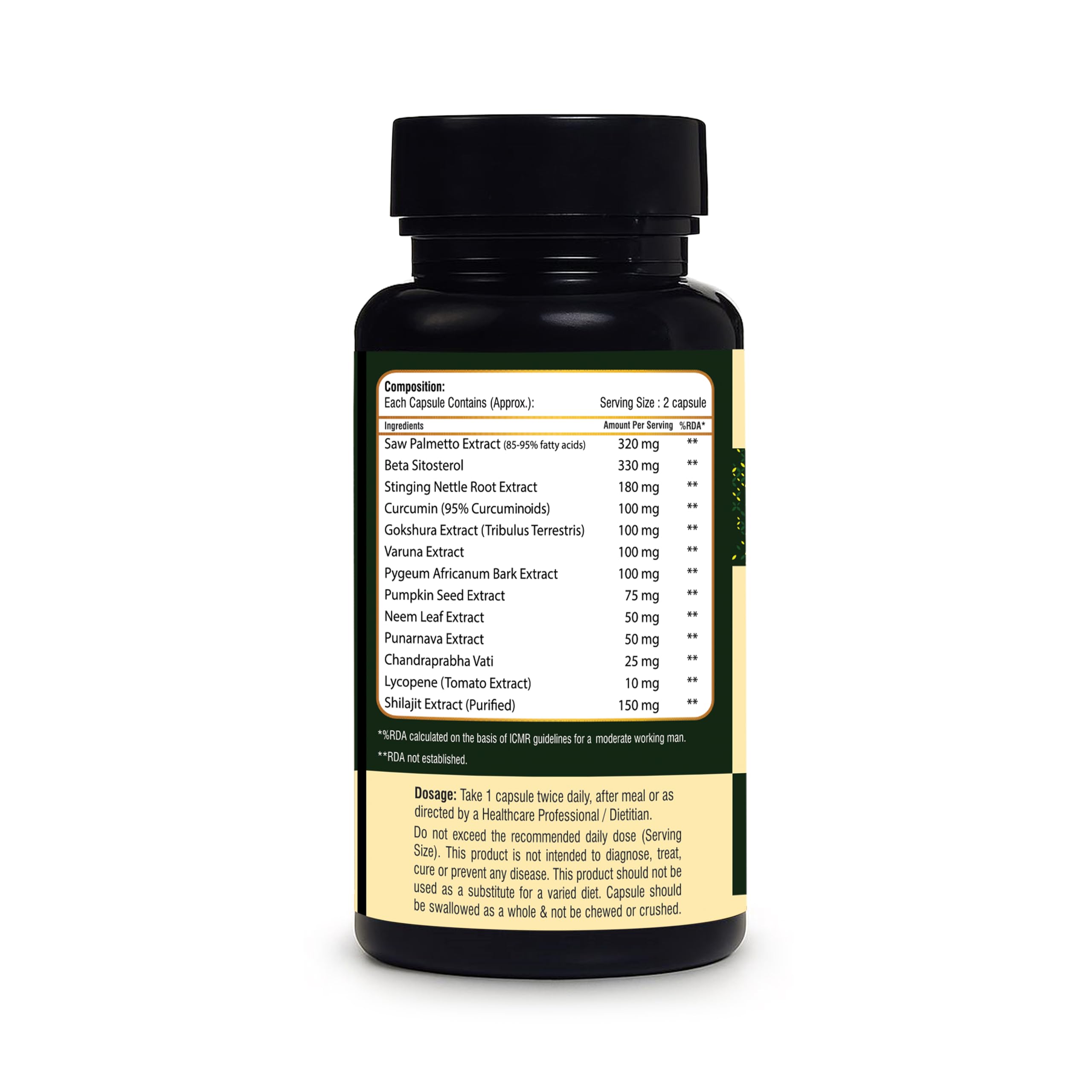 Advanced Prostate Care Natural Prostate Support Supplement with Saw Palmetto, Beta Sitosterol, Nettle Root, Gokshura, Chandraprabha Vati, Shilajit, Lycopene & Pumpkin Seed Extract – 60 Capsules - Image 3 thumbnail