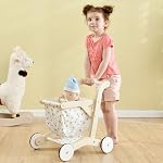 labebe Push Walker Stroller Baby Walker, Push Toy for Toddler, Pull Wagon for Kid, 2-in-1 Activity Push Walker for Infant/Child, Sit to Stand Learning Walker, Wooden Play Wagon 4 Wheel, Doll Push Toy(Doll not Included)