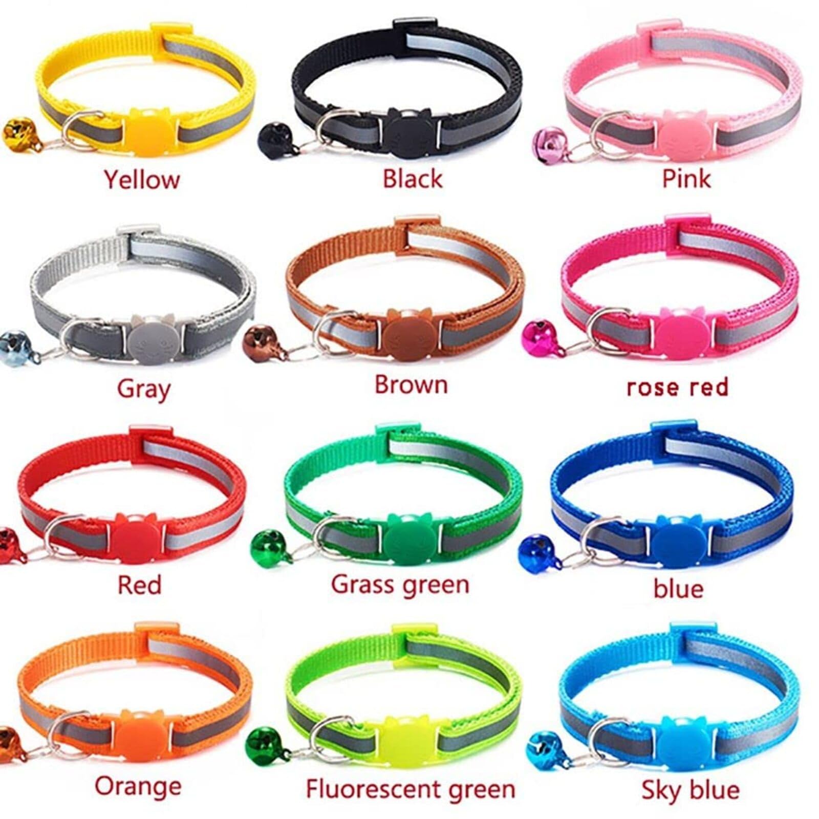 CVNRCLP Set of 3 Adjustable Reflective Cat Collars - Enhanced Safety with Quick Release Buckle & Bell - Bright Yellow - Image 2