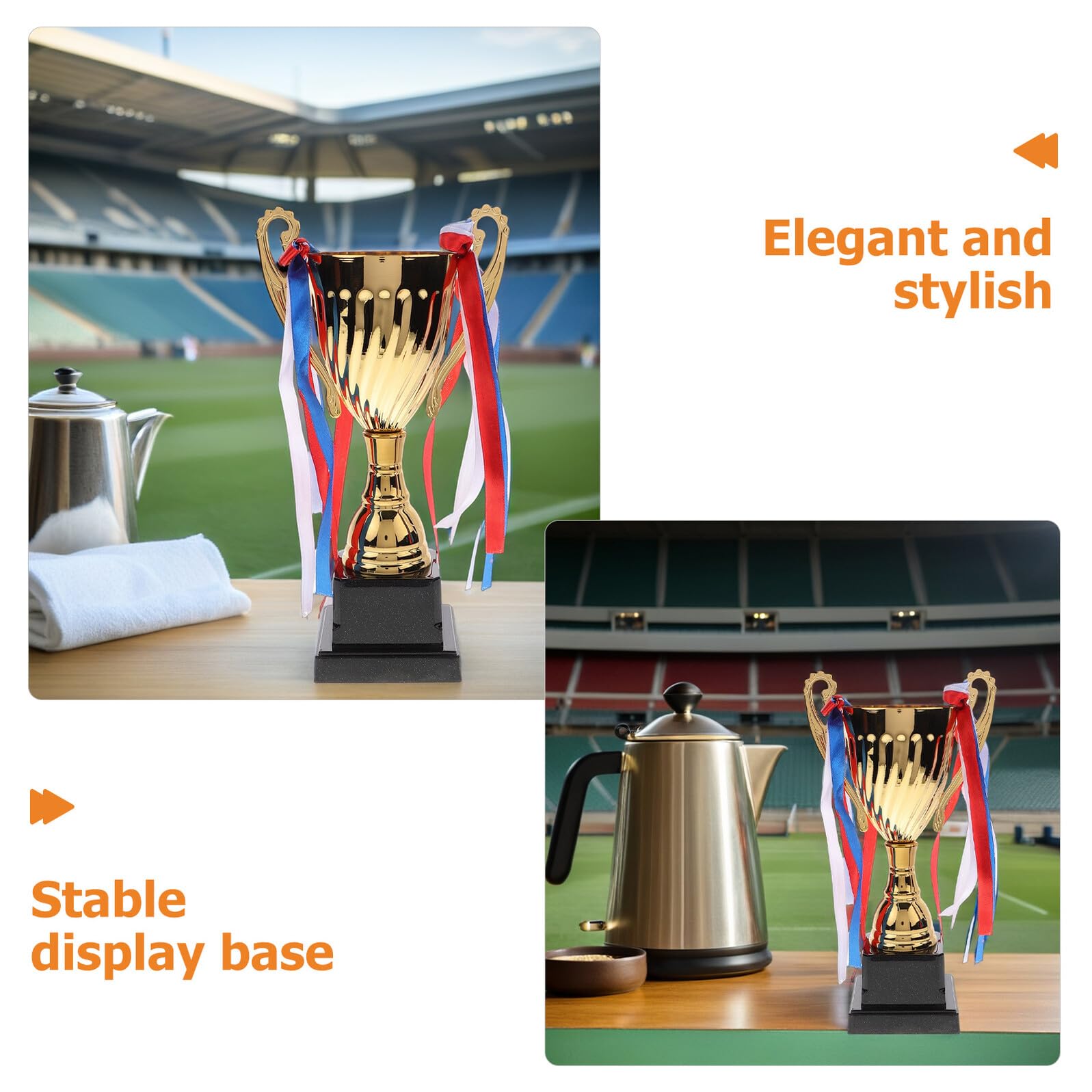 Kisangel Goldener Metall Siegerpokal für Schulwettkämpfe und Sportturniere | Elegantes Design mit Stilvoller Oberfläche, Stabile Display Basis, für Leichtathletik und Fußball