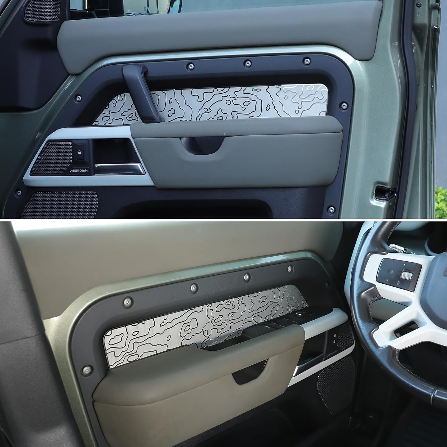 HAPPYHORSE Car Inner Door Panel Trim Cover Compatible with Land Rover Defender 110 130 2020-2025Accessories,Front and Rear Door Panel Decorative Sticker Protective Accessories (Style C)