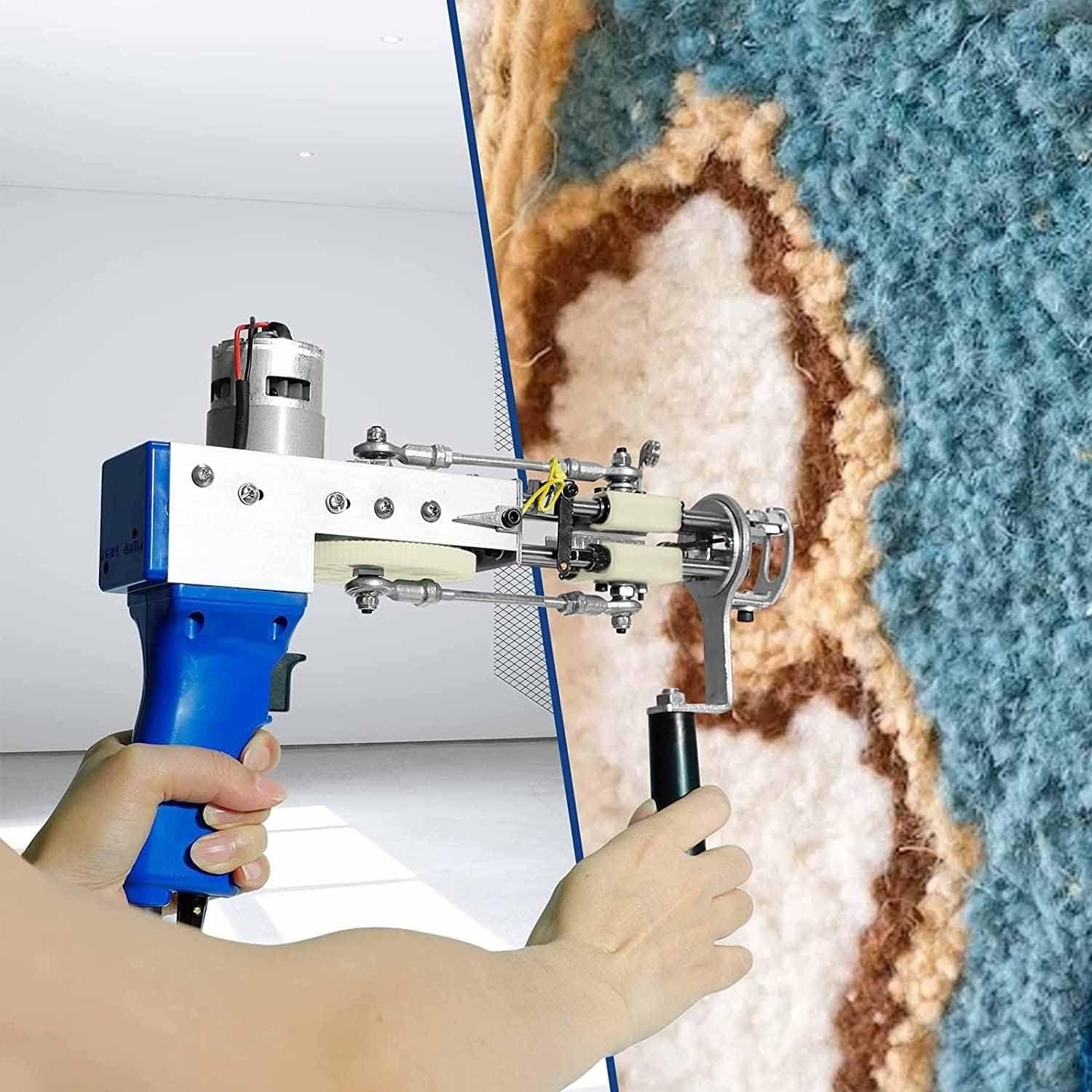 Tufting Gun 2 in 1 Carpet Weaving Flocking Machine Rug Making Tools for High-Speed Tufting with Bobbin Winder and 12 Color Yarn Rolls