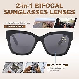 Unbeatable Bifocal Reading Sunglasses for Women Narrow/Small Face, Trendy Outdoor Square Thick Frame Sun Reader, Comfortable UV400 Sunglasses with Readers Built in-2 Pack (Black&Tortoise, +3.0)