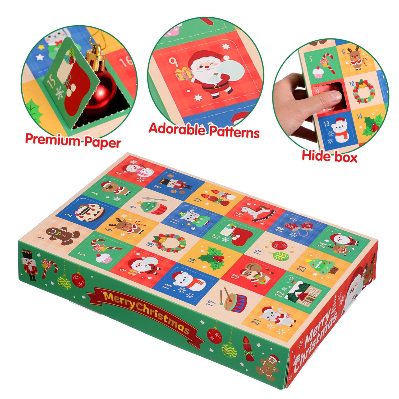 5pezzi Scatole Avvento Vuote da Scatole Regalo di Carta per Natale del Calendario Avvento Riempibili di Conto alla Rovescia per Vacanze di Carta per Calendario di Natale
