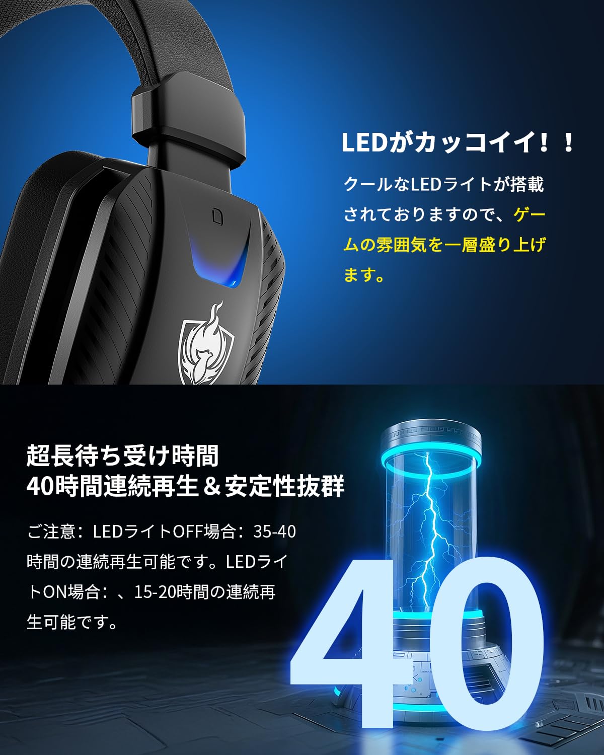 Amazon.co.jp: ゲーミングヘッドセット 有線 無線両用 低遅延 USB 2.4