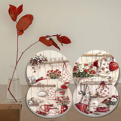 Miniatura 72 de Wildflowers - Juego de 4 fundas para quemadores de estufa de arte botánico, cubiertas superiores de estufa para quemadores de gas, estufa eléctrica