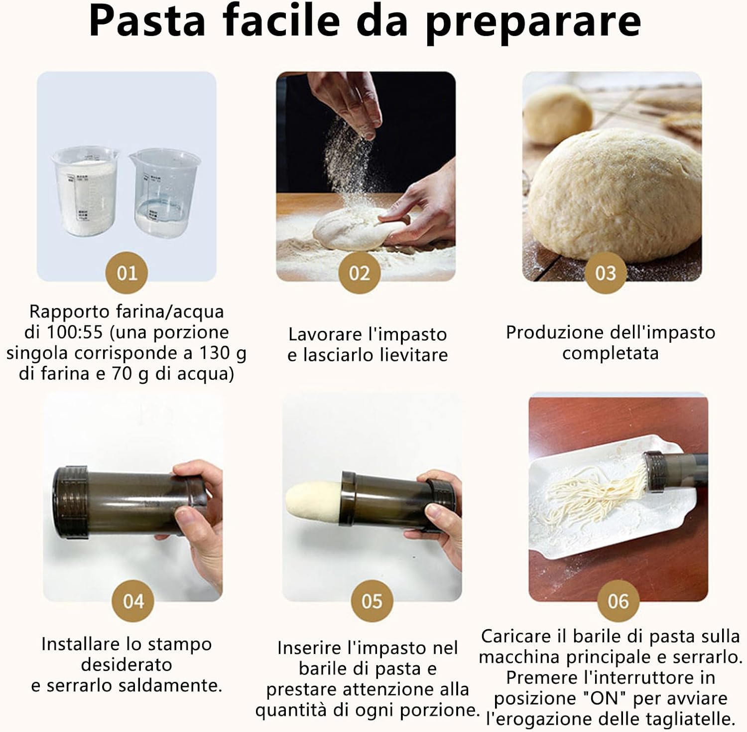 YOZWOO Pasta Maker Machine Pasta Extruder Pasta Gun Electric Noodle Maker Portable Handheld Noodle Maker Pasta Attachment Noodle Press for Homemade Pasta and Sausage(White)