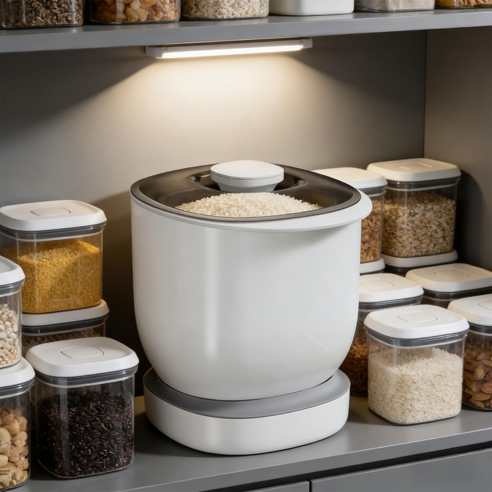 Materiali PP per Uso Alimentare Contenitore per la conservazione del Riso da 6 kg ermetico Sicuro per Dimensioni 23, 8x24, 7x25 cm Apertura Frontale
