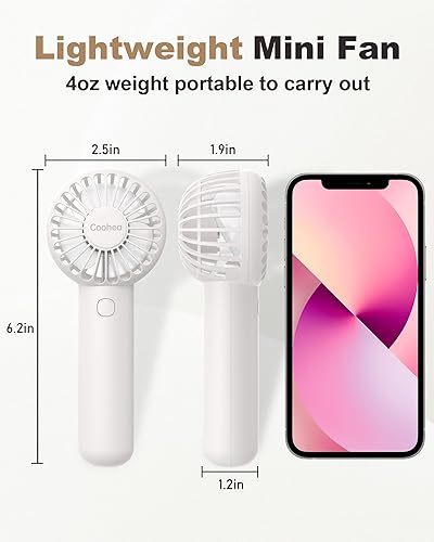 Miniatura 2 de Mini ventilador de mano, diseño pequeño y bonito, 3 potentes velocidades, funciona con batería recargable USB, ventilador portátil personal con base