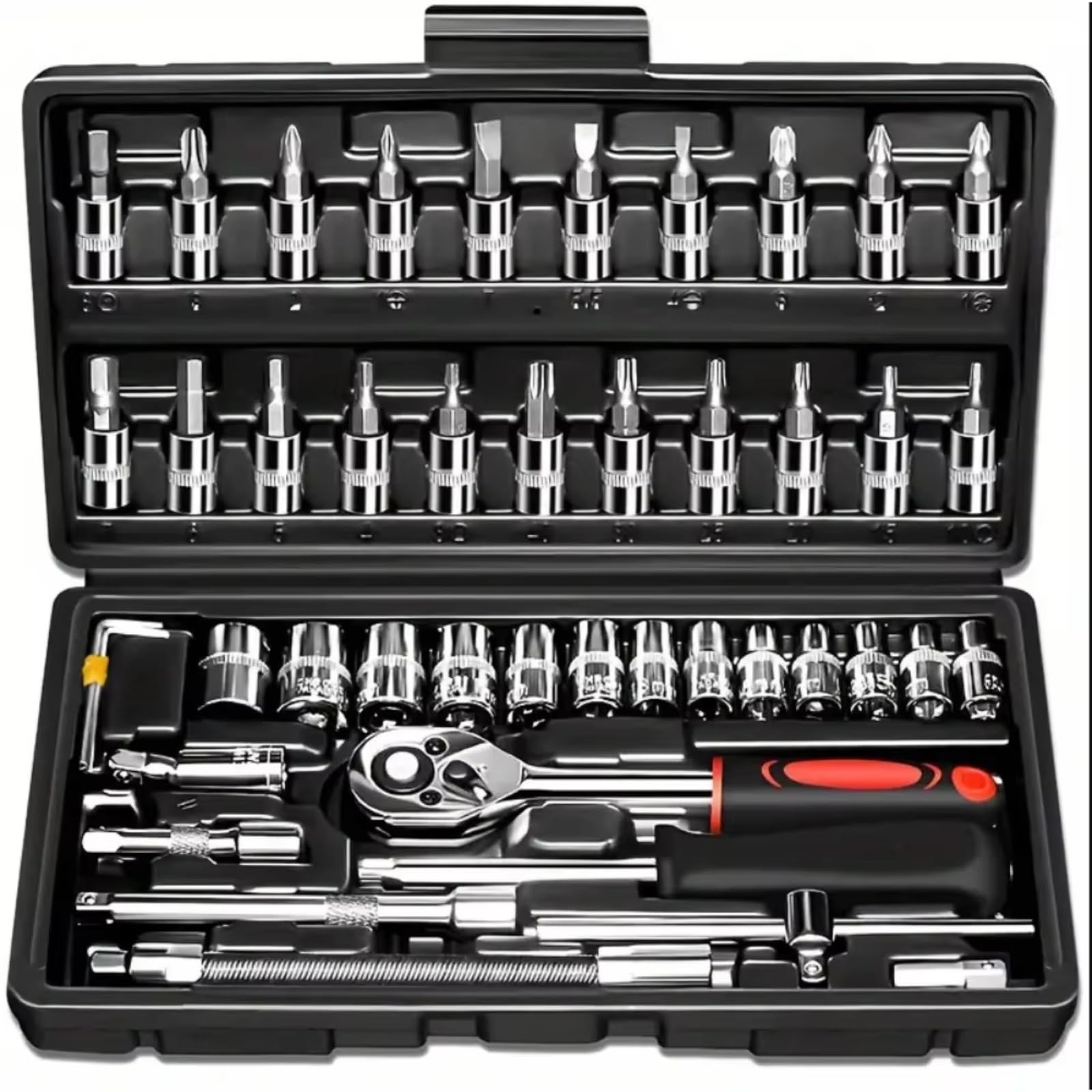 Maletín herramientas multiusos Juego Reparación Automóviles De Llaves De Tubo De 46 Piezas Juego De Trinquete Reparación Del Hogar Destornillador Herramienta Combinada