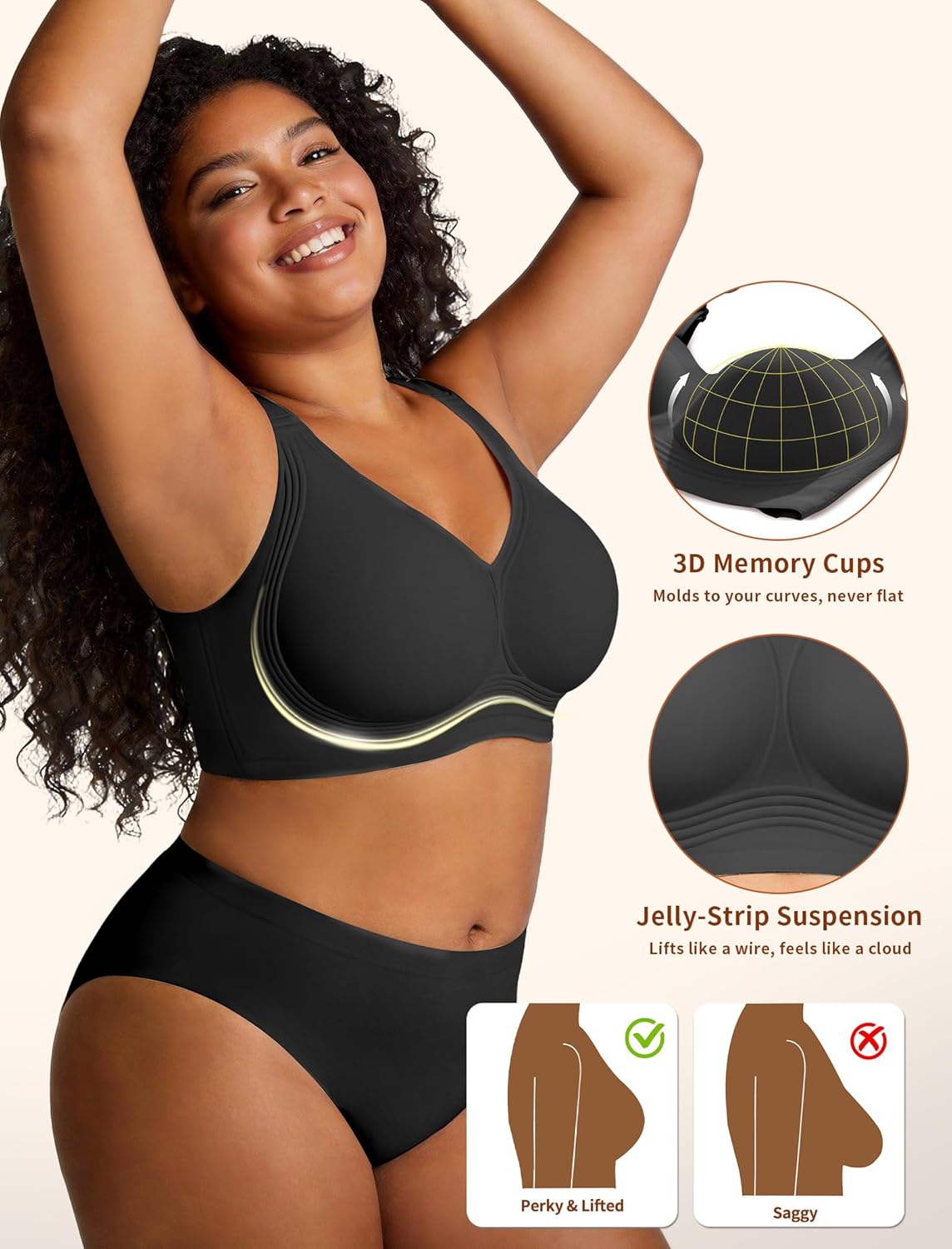 Women Supportive Wireless Bra Push Up Full Coverage Seamless Bra Comfortable No Underwire Everyday Bra with Padded - Image 4