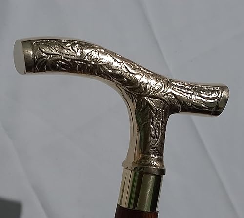 Miniatura 8 de Bastón de madera con mango de cabeza victoriana náutica de latón Derby mango de diseñador bastón para caminar vintage J S I