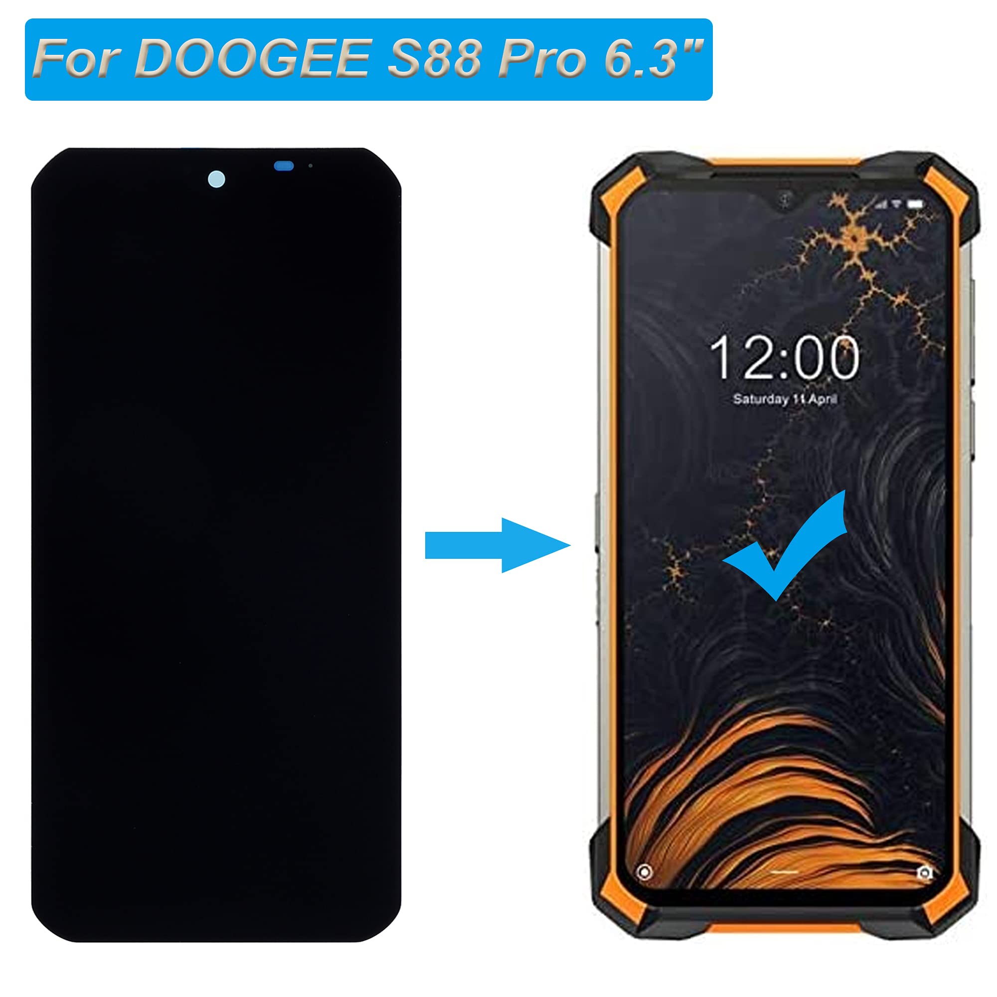 LADYSON Replacement Screen for DOOGEE S88 PRO LCD Display for DOOGEE
