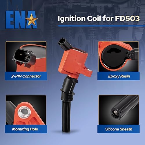 Miniatura 4 de ENA Juego de 8 bobinas de encendido rojas y bujías compatibles con Ford Mercury Crown Victoria Expedition Explorer F150 Navigator Town Car Grand