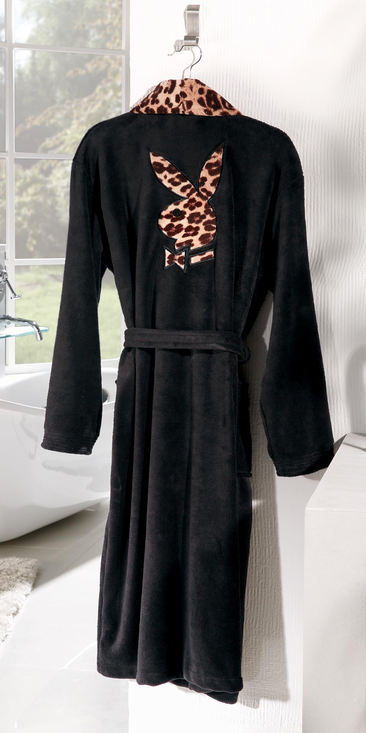 Playboy - Accappatoio per sauna e bagno, motivo leopardato, taglia M, L, XL
