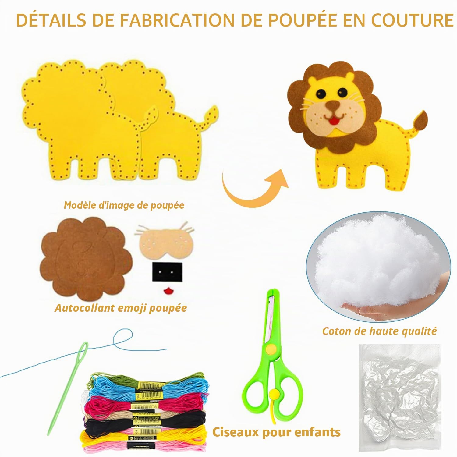 Kit de Couture Enfant Feutre Animal - Adapté aux Débutants
