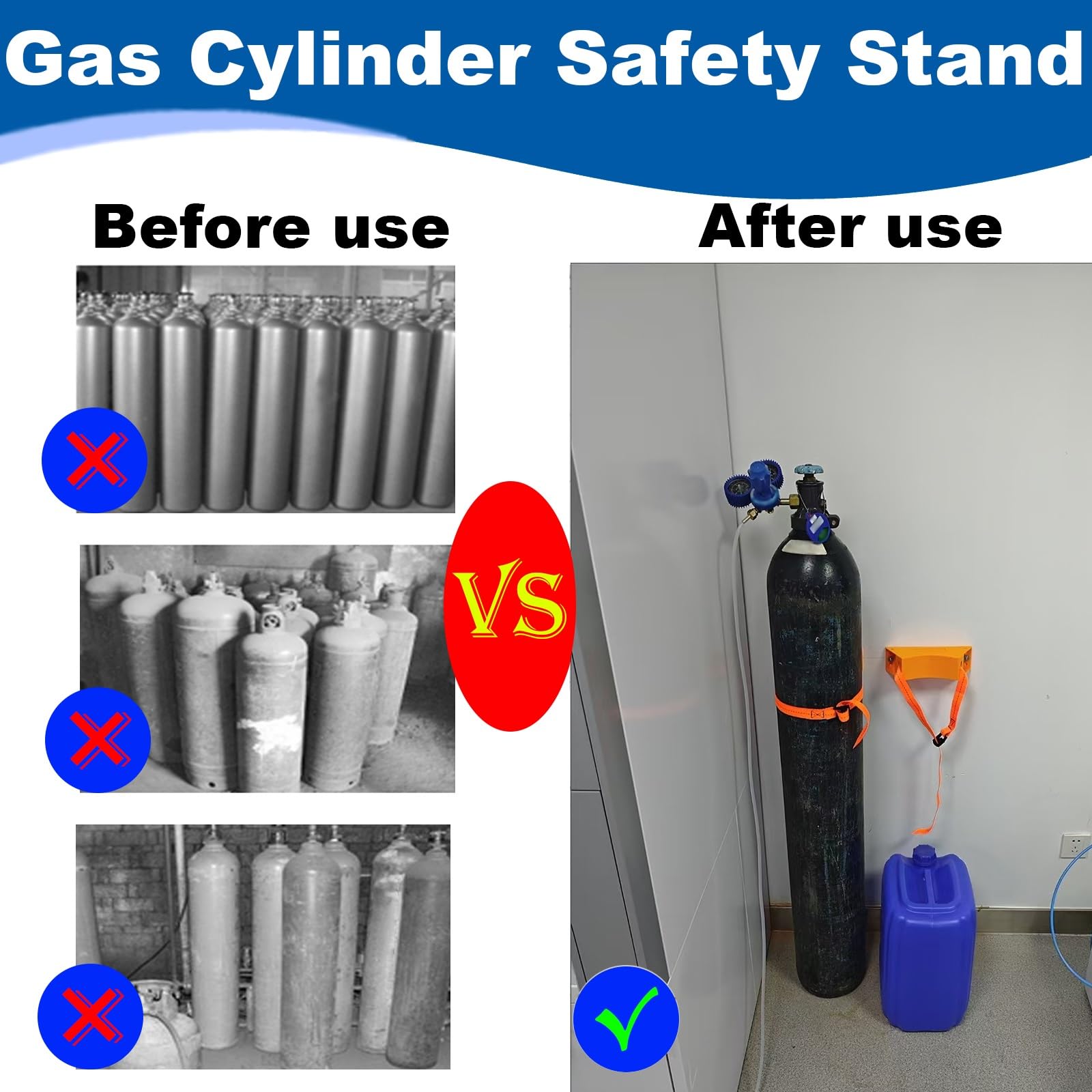 Soporte de pared cilíndrico para tanque de propano con correa segura ajustable para botellas de gas, estante de almacenamiento resistente para interiores y exteriores