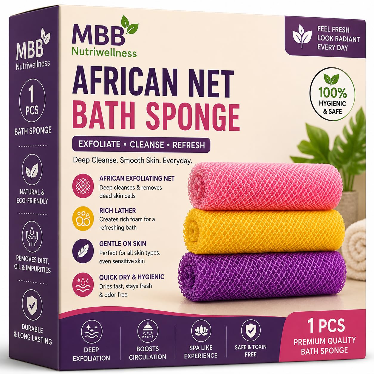 African Net Sponge Cloth, Exfoliating Body Scrubber, Back Scrubber For Shower Bath, Body Scrub Exfoliator For Women & Men Bathing Accessories, 1 pc-image-28