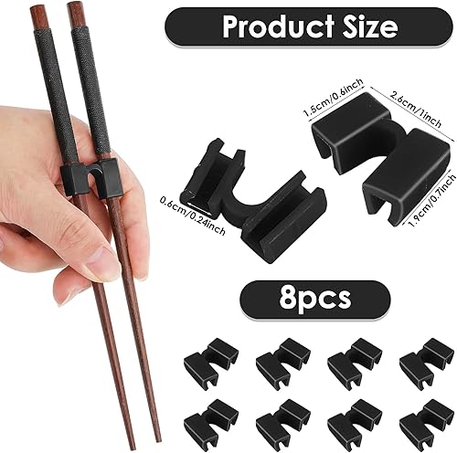 Miniatura 2 de TIESOME 8 palillos reutilizables para ayudantes, bisagras de palillos de entrenamiento, palillos de práctica para adultos, niños, principiantes,