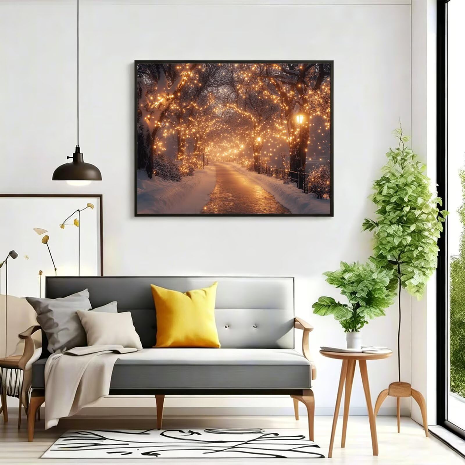 Pintar por Numeros árbol Pinturas Acrilicas invierno Pintura por Numeros Lienzos para Pintar, Pintura Acrilica Manualidades, Decoración para Hogar, Regalos Cumpleaños, 90x120cm Sin Marco, q-806