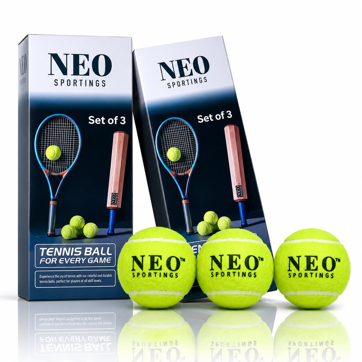 Neo Sportings Tennis Balls, Pack of 3, Fluorescent Green, Wollen Felt, Specially for Cricket (Green - Medium Light)-picture-15