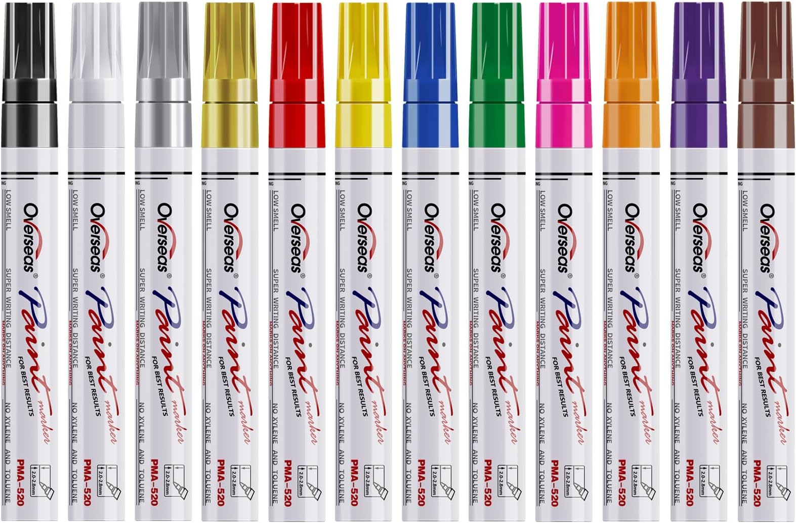 Overseas Paint Markers Pens, Painting Marker on Almost Anything Quick Dry and Permanent, Oil-Based Paint-Marker Pen Set for Rocks, Wood, Fabric, Plastic, Canvas, Glass, Mugs, DIY Craft
