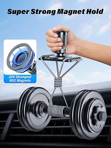 Miniatura 2 de Grado militar Soporte magnético para teléfono para automóvil potencia magnética mejorada Soporte de teléfono magnético para automóvil, ventilación