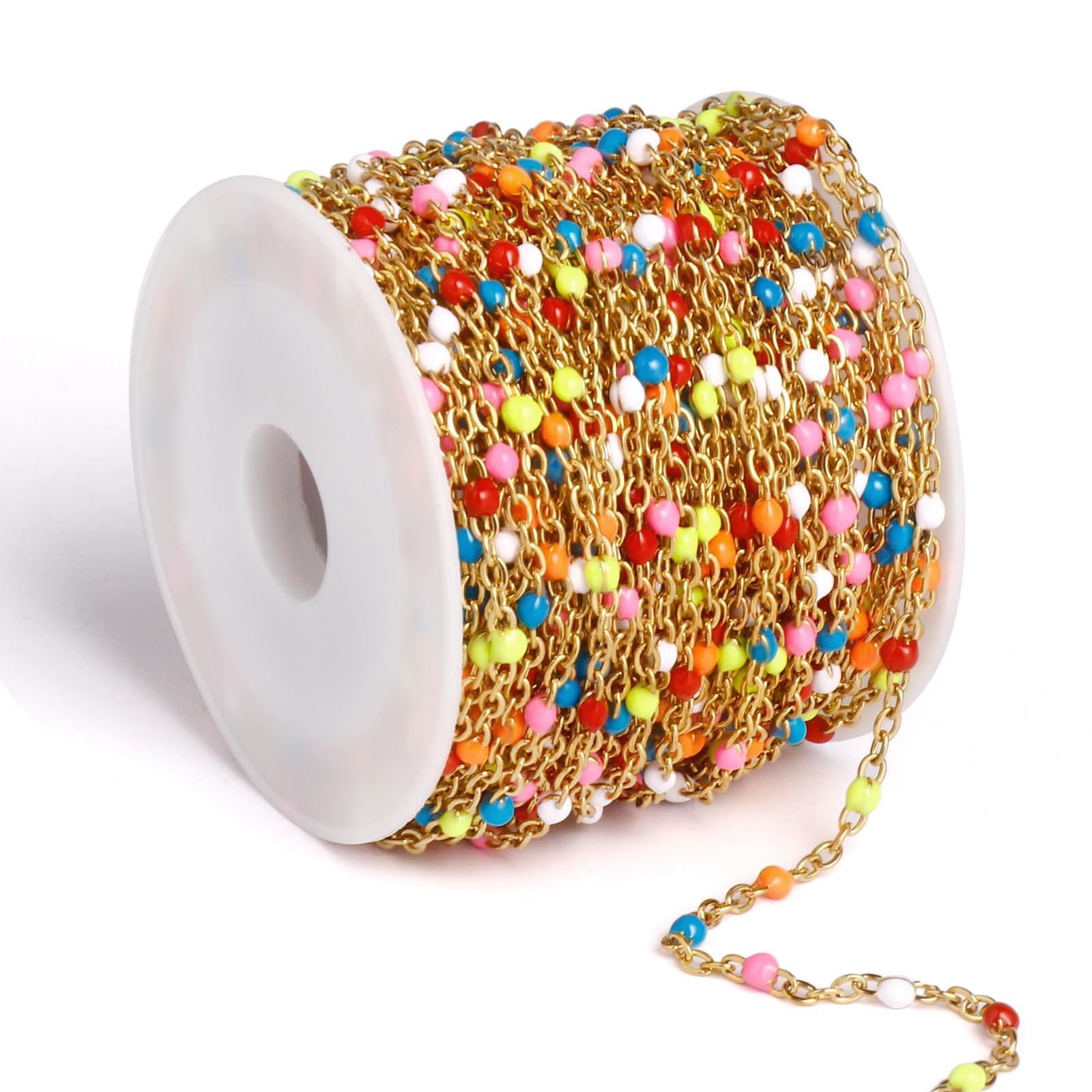 Catena smaltata in oro da 10 m, 2 mm, placcata in oro 18 carati, in acciaio inossidabile 304, smaltata, colorata, per la creazione di gioielli