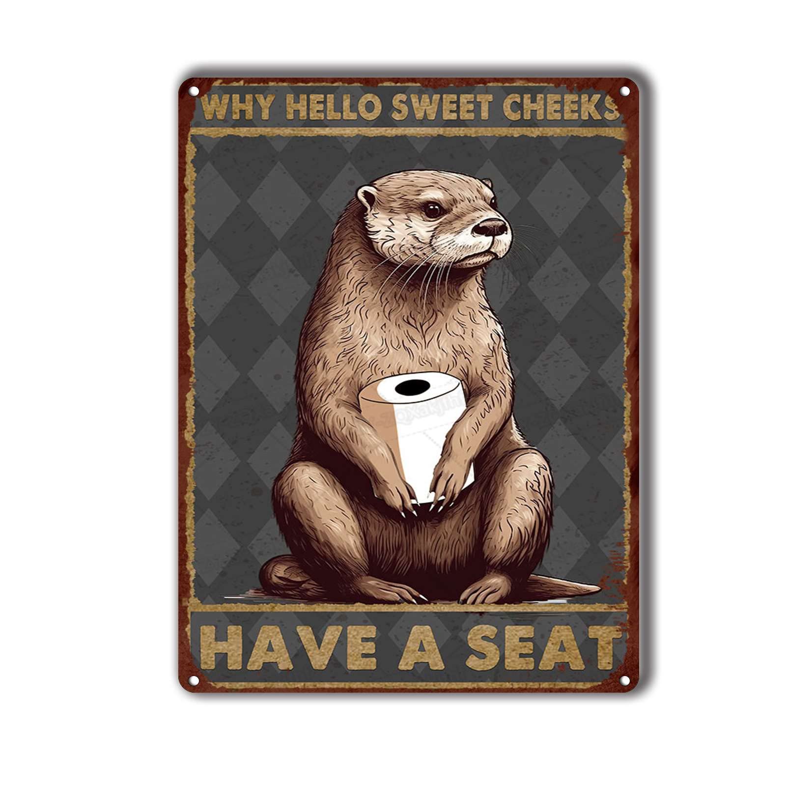 peiyeety Metal Tin Sign Otter Bathroom Inspired Vintage Decorative Wall Plaque, Funny Quote Poster For Home Bedroom Living Room Bar Cafe Farmhouse Indoor Outdoor Wall Decoration, 6x8 Inch