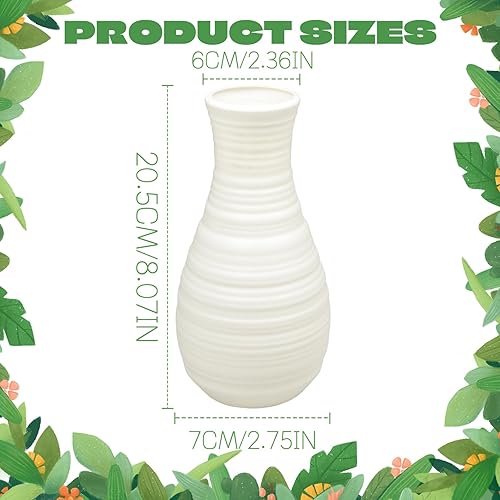 Miniatura 2 de Jarrón de plástico blanco, jarrón de plástico con aspecto de cerámica, adecuado para flores, florero irrompible para decoración de sala de estar,
