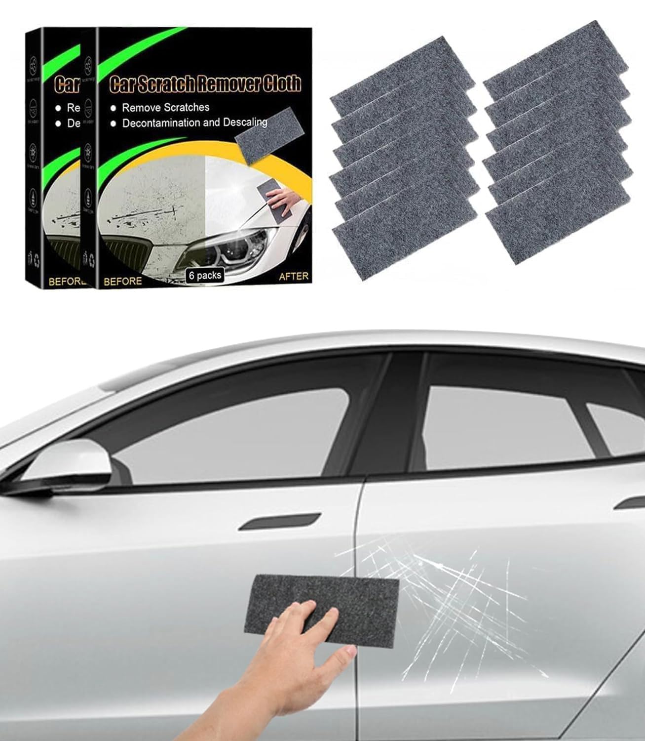 Cloth Pour Les éGratignures De Voiture, 6 PièCes Nano Magic Cloth Scratch Remover Reparer Les Rayures Les Residus De Peinture Les Tourbillons 98984032