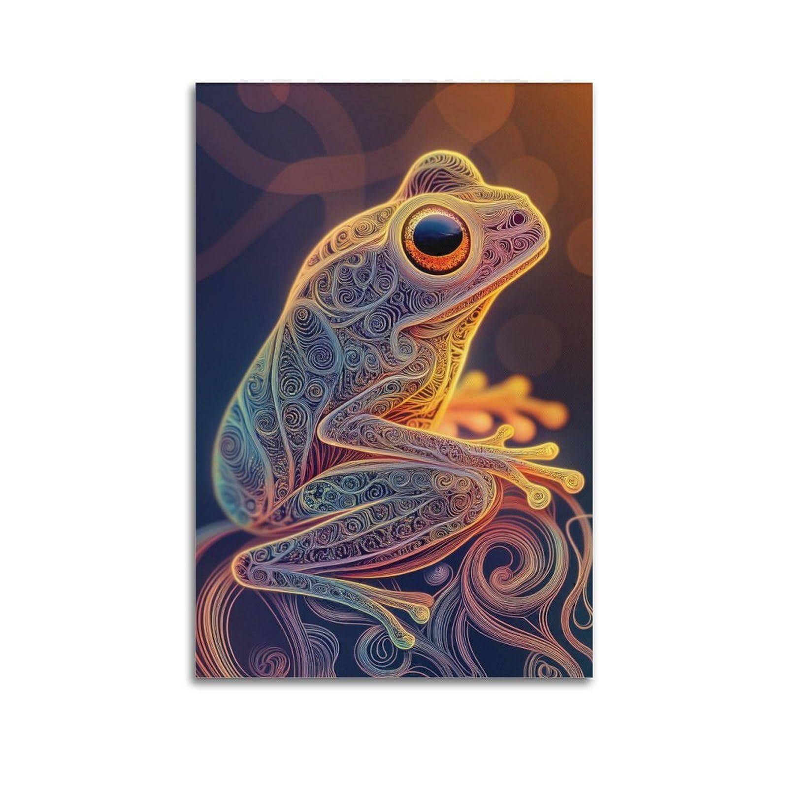 HUIYHB Animal Poster Glowing Frogs Poster Decorative Painting Canvas Wall Posters And Art Picture Print Modern Family Bedroom Decor Posters 24x36inch(60x90cm)