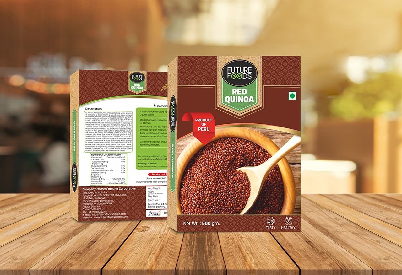 Future Foods Red Quinoa 450g | Whole Grain | Sweet Nutty Flavour | Superfoods Millet | Rich in Protein | Gluten Free | Good Source of Antioxidants | High Fiber