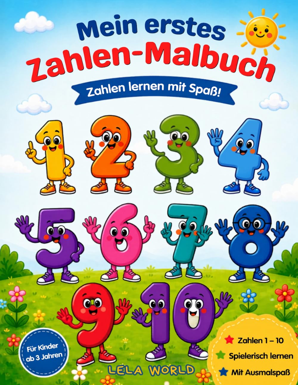 Mein erstes Zahlen-Malbuch: Zahlen 1–10 spielerisch lernen mit Ausmalspaß (LELA WORLD – Lernbücher für Kinder)