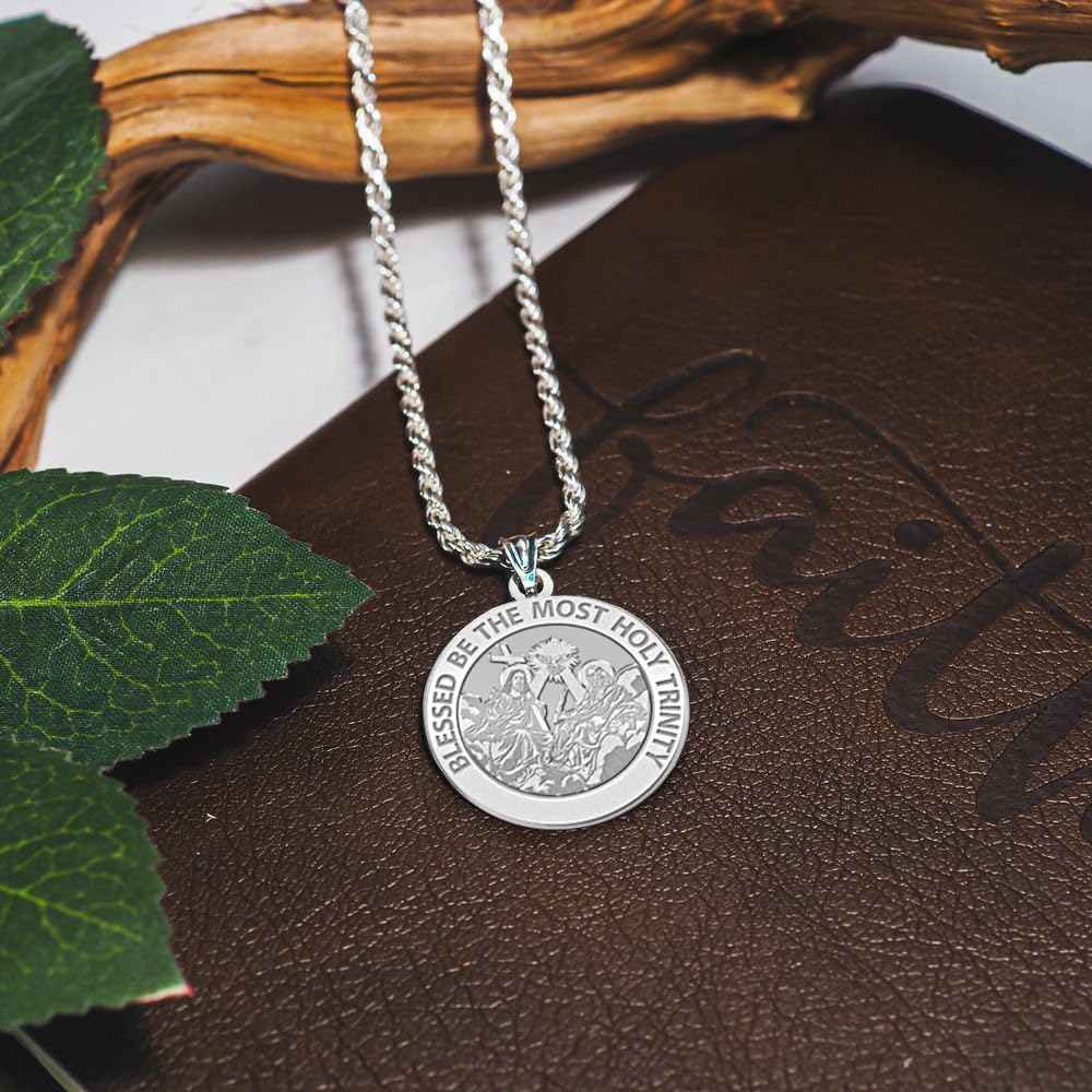 PicturesOnGold.com Holy Trinity Religious Medal - 2/3 Inch Size of Dime, Sterling Silver - Image 7
