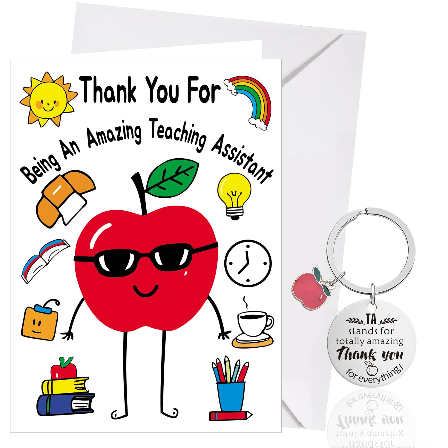 XINDY Teaching Assistant Card, Thank You Teaching Assistant Gifts for Women Men, TA Keyring TA Gifts from Teacher or Student