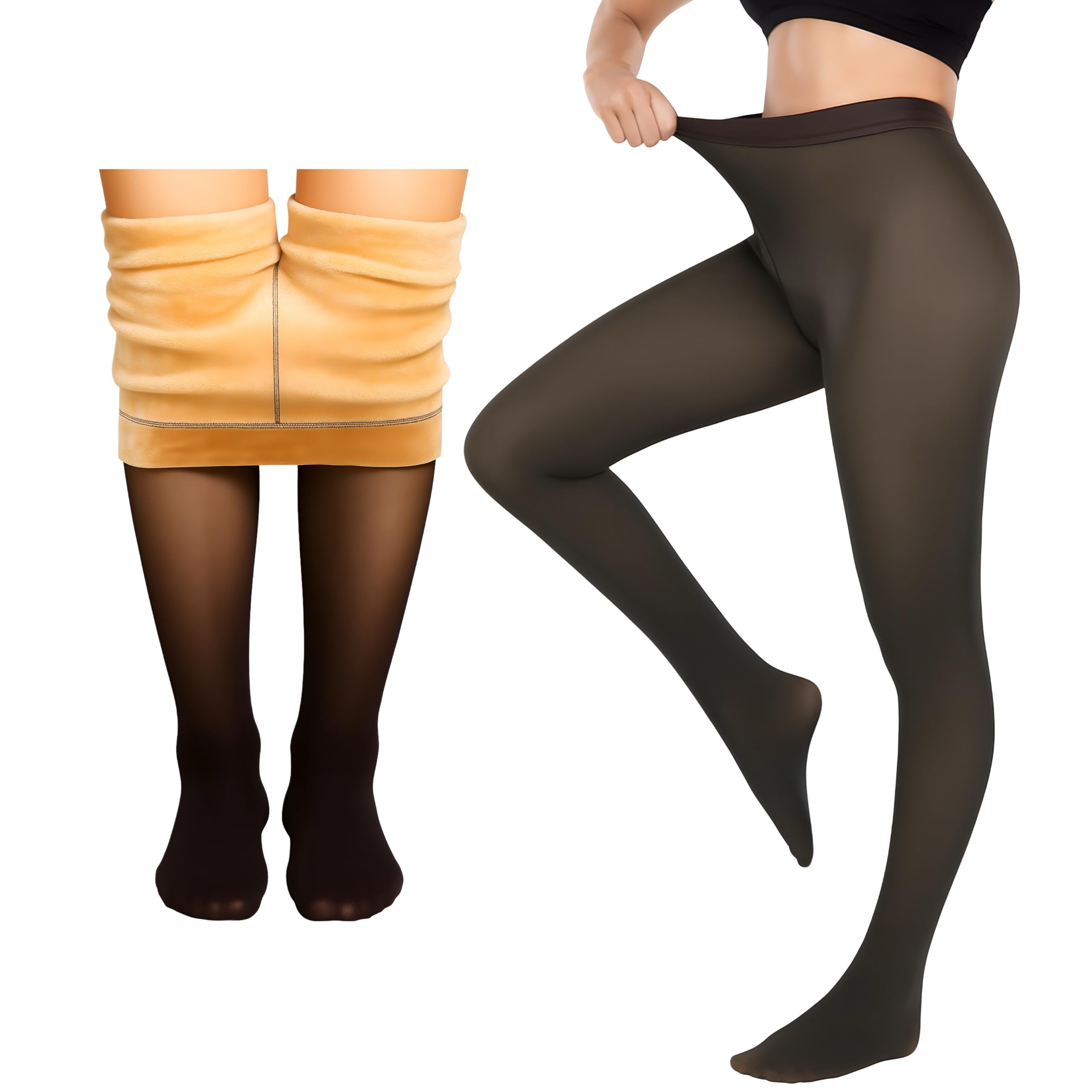 Women’s Winter Thermal Fleece Leggings | Thick, Warm, Stretchable Tights for Cold Weather | Free Size with Complimentary Socks